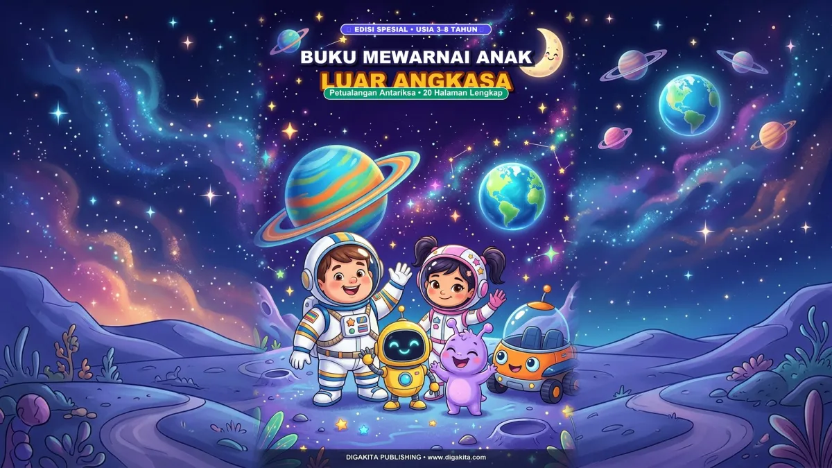 Download Buku Mewarnai Anak Luar Angkasa & Roket – PDF A4 20 Halaman