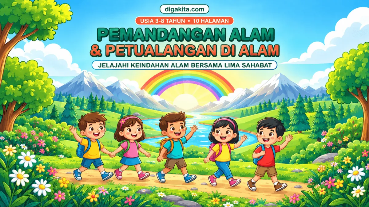 Buku Mewarnai Pemandangan Alam Anak PDF – Petualangan Seru di Alam